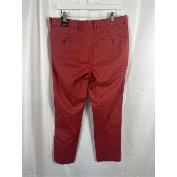 Johnston and Murphy Pants Mens 34x30 Red Classic Chino 5 Pocket Slim Fit NWT - Picture 4 of 8